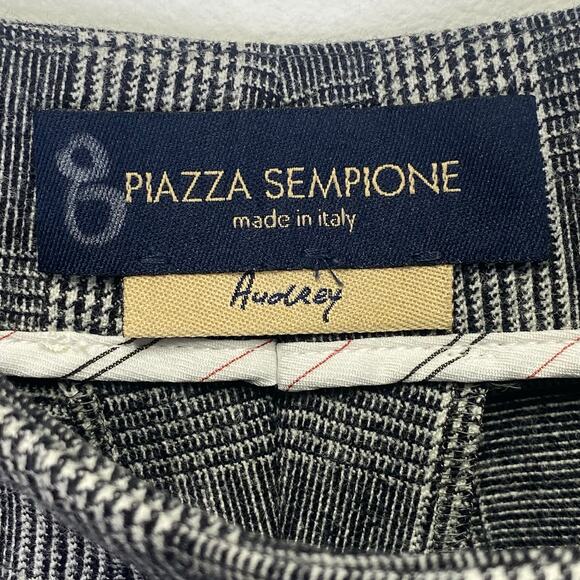 PIAZZA SEMPIONE Italy Glen Check Plaid Audrey Pants Gray Womens 8 Office Preppy - Picture 2 of 9